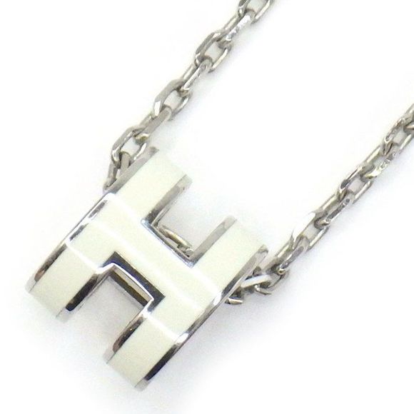 Hermes Necklace Pop H Pop Ash Pd (palladium Plated) Metal White Lacquer - Picture 1 of 7